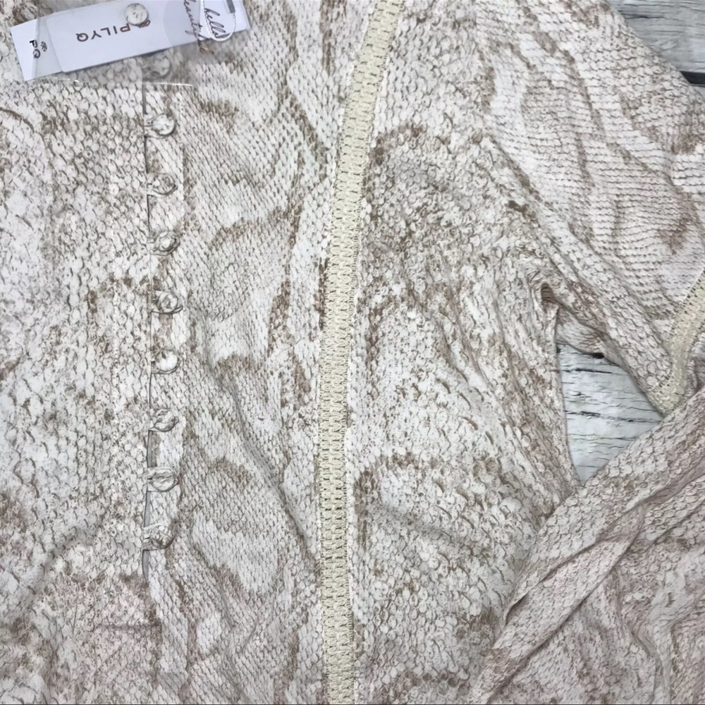 Anthropologie Mini Dress Tunic Coverup Camilla Snake Print Crochet Henley NEW M - Picture 14 of 16